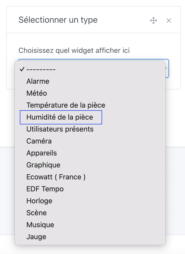 Ajouter le widget humidité à Gladys