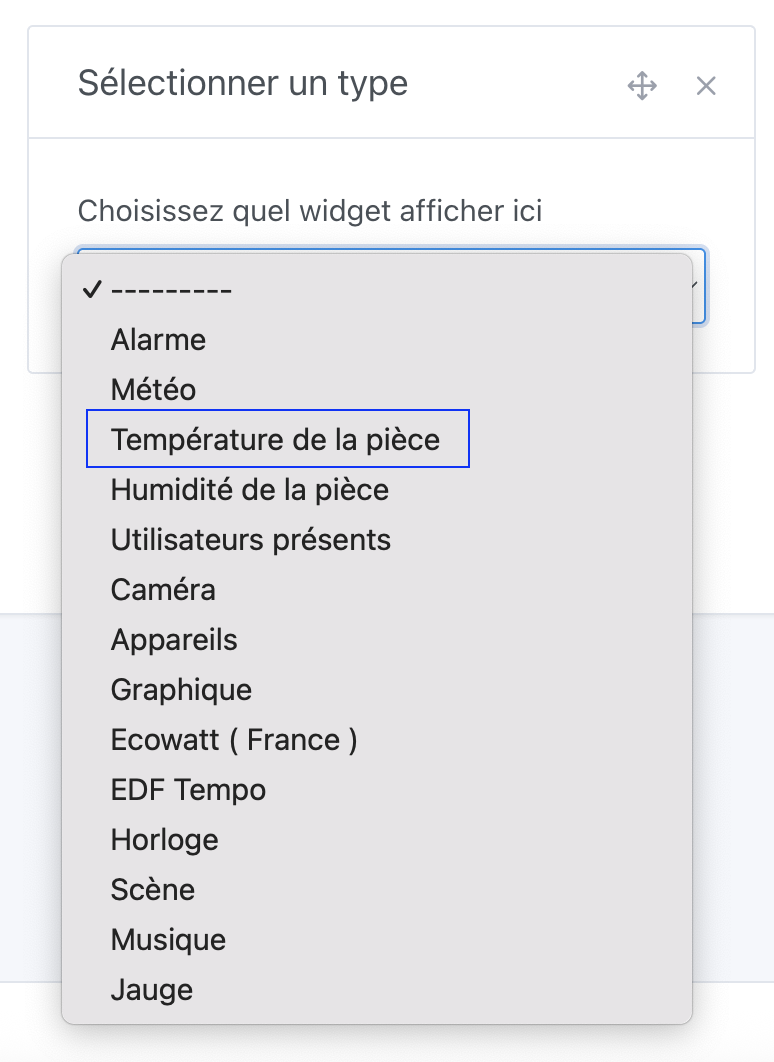 Ajouter le widget température à Gladys