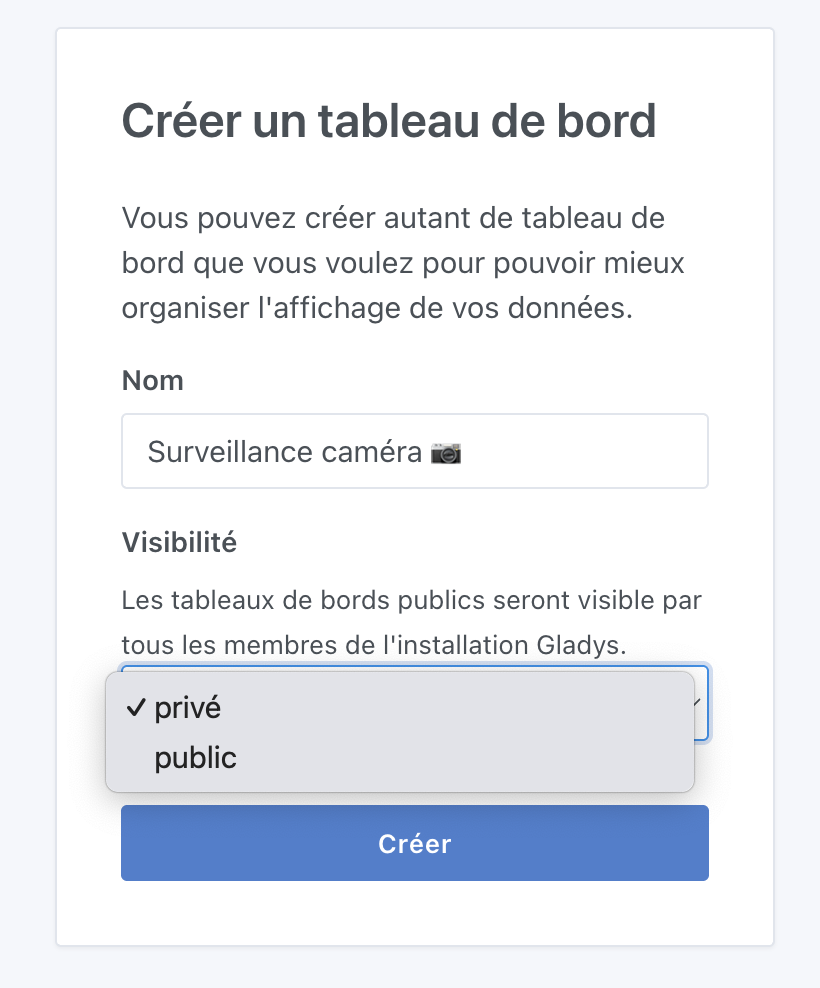 Créer un tableau de bord
